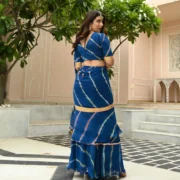 Blue Leheriya Draped Saree - Image 5