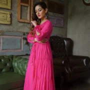 Hot Pink Cotton Maxi Dress - Image 2